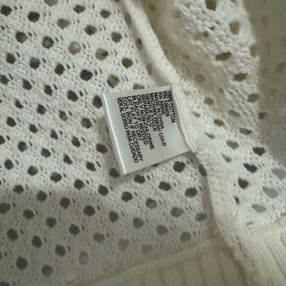 Preston & York White Cotton Open Knit Cardigan L - Picture 4 of 6